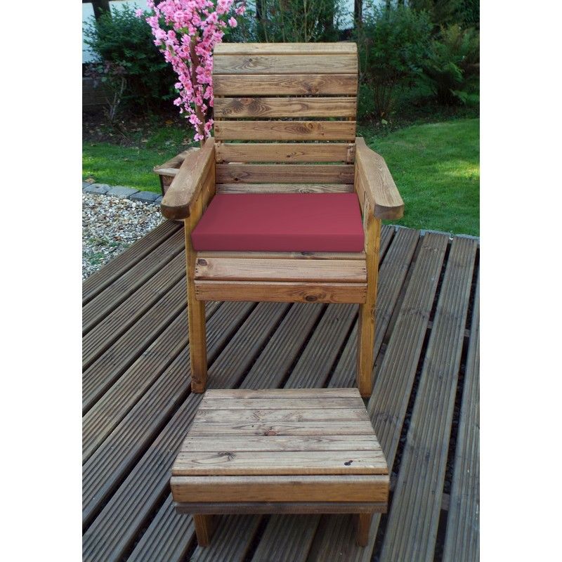 Charles Taylor Scandinavian Redwood Natural Garden Armchair Relaxer Set by Charles Taylor with Burgundy Cushions