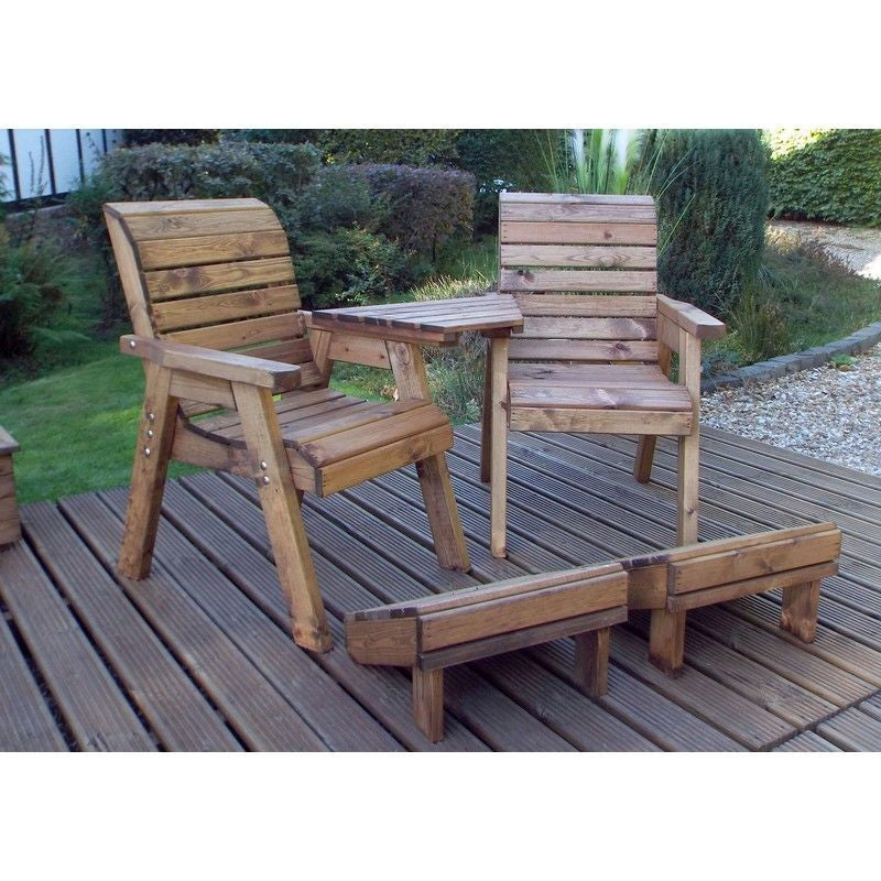 Charles Taylor Scandinavian Redwood Garden Tete a Tete & Footstool by Charles Taylor - 2 Seats