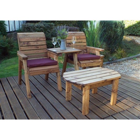 Charles Taylor Scandinavian Redwood Garden Tete a Tete by Charles Taylor - 2 Seats Burgundy Cushions