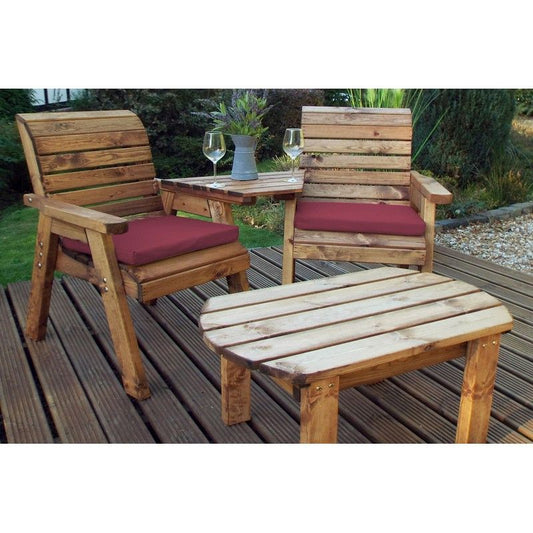 Charles Taylor Scandinavian Redwood Garden Tete a Tete by Charles Taylor - 2 Seats Burgundy Cushions