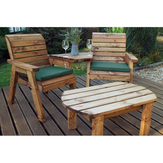 Charles Taylor Scandinavian Redwood Garden Tete a Tete by Charles Taylor - 2 Seats Green Cushions