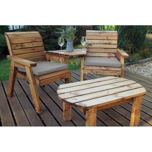 Charles Taylor Scandinavian Redwood Garden Tete a Tete by Charles Taylor - 2 Seats Grey Cushions