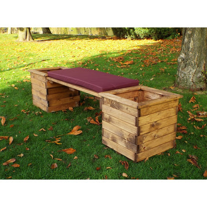 Charles Taylor Deluxe Garden Planter Bench by Charles Taylor - 2 Seats Burgundy Cushions