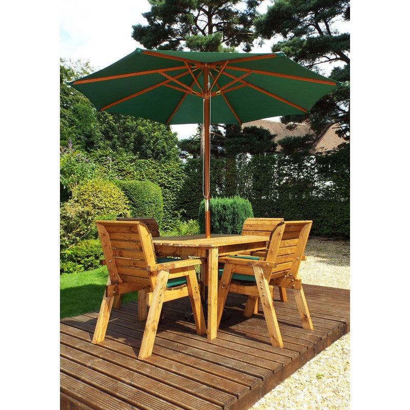 Charles Taylor Scandinavian Redwood Garden Patio Dining Set by Charles Taylor - 4 Seats Green Cushions