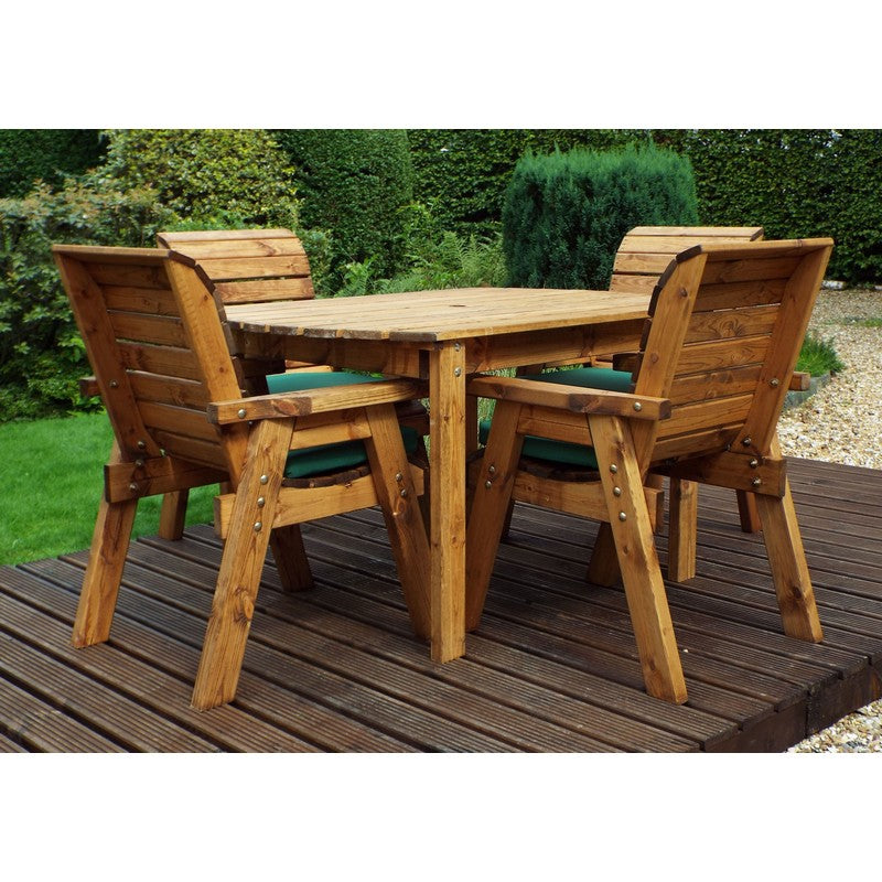 Charles Taylor Scandinavian Redwood Garden Patio Dining Set by Charles Taylor - 4 Seats Green Cushions