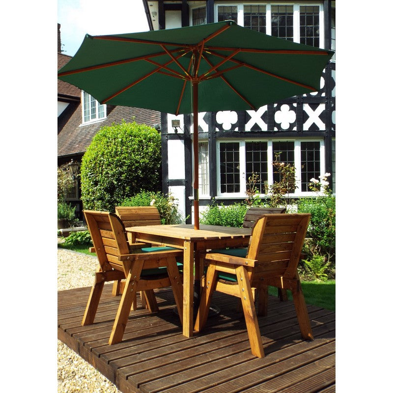 Charles Taylor Scandinavian Redwood Garden Patio Dining Set by Charles Taylor - 4 Seats Green Cushions