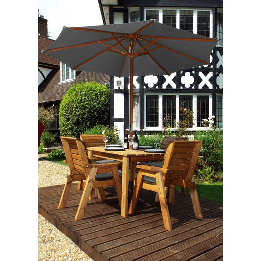 Charles Taylor Scandinavian Redwood Garden Patio Dining Set by Charles Taylor - 4 Seats Grey Cushions