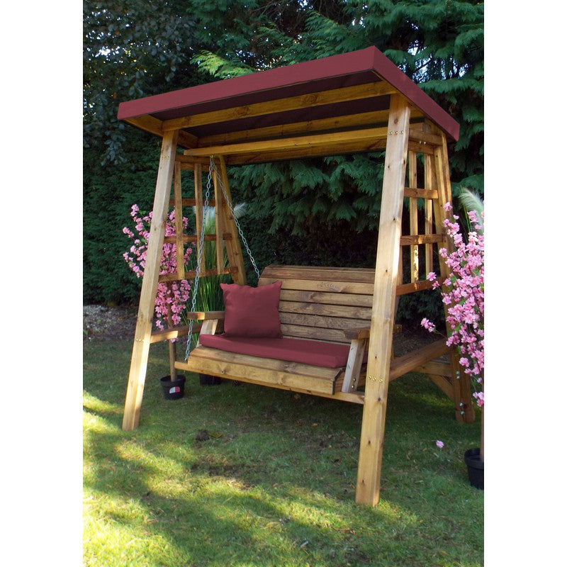 Charles Taylor Dorset Garden Swing Seat by Charles Taylor - 2 Seats Burgundy Cushions