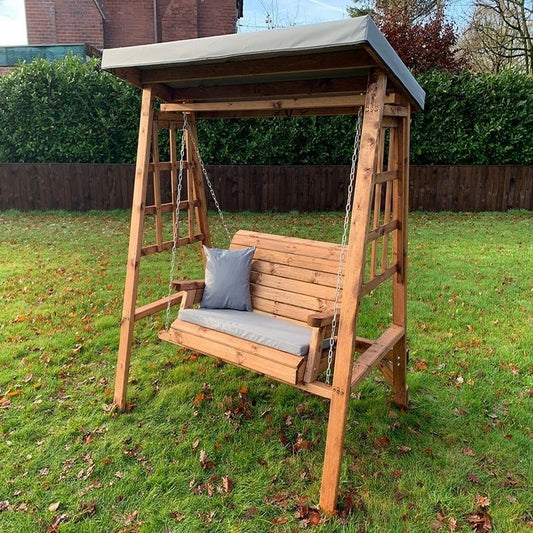 Charles Taylor Dorset Garden Swing Seat by Charles Taylor - 2 Seats Grey Cushions