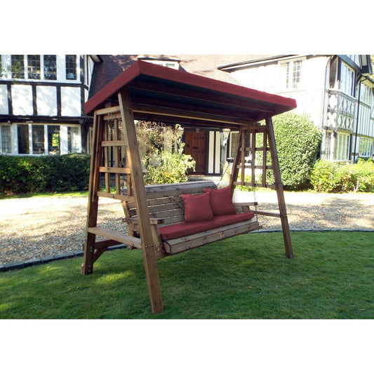 Charles Taylor Dorset Garden Swing Seat by Charles Taylor - 3 Seats Burgundy Cushions