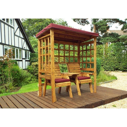 Charles Taylor Henley Garden Arbour by Charles Taylor - 2 Seats Burgundy Cushions