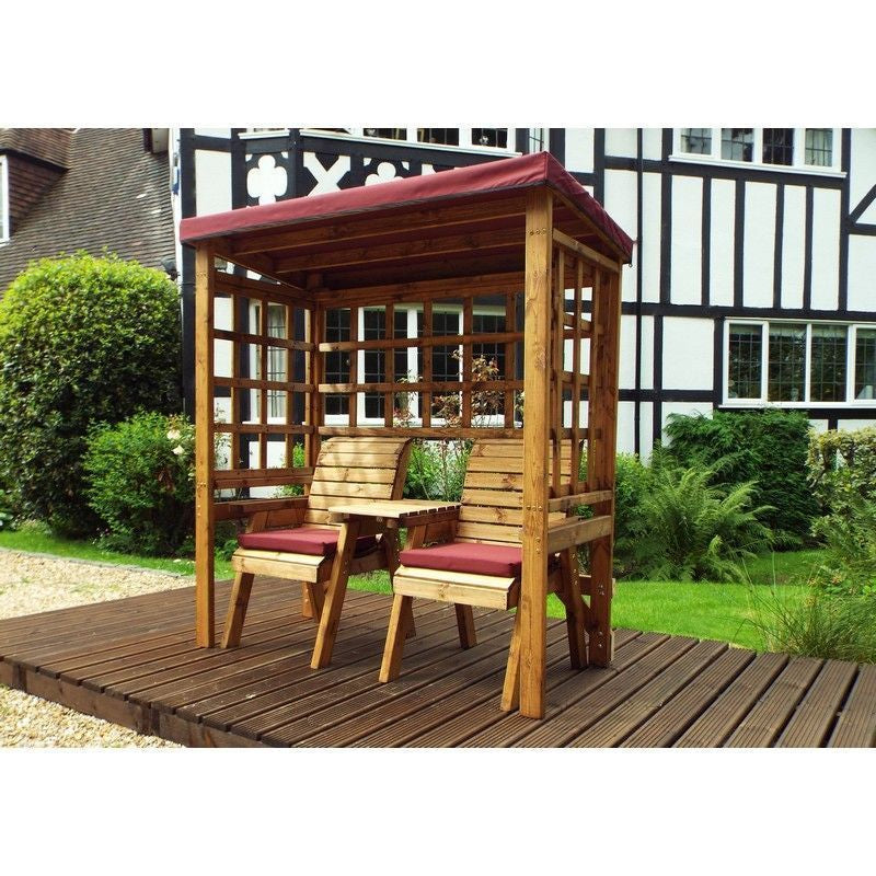 Charles Taylor Henley Garden Arbour by Charles Taylor - 2 Seats Burgundy Cushions