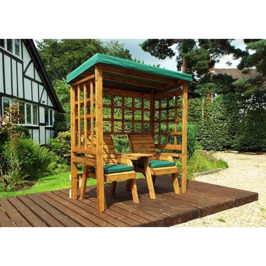 Charles Taylor Henley Garden Arbour by Charles Taylor - 2 Seats Green Cushions