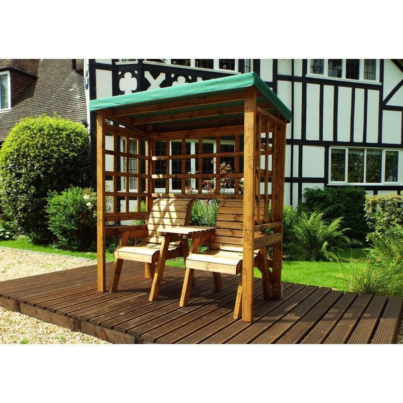 Charles Taylor Henley Garden Arbour by Charles Taylor - 2 Seats Green Cushions