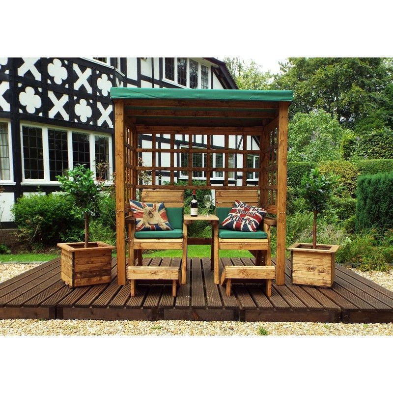 Charles Taylor Henley Garden Arbour by Charles Taylor - 2 Seats Green Cushions