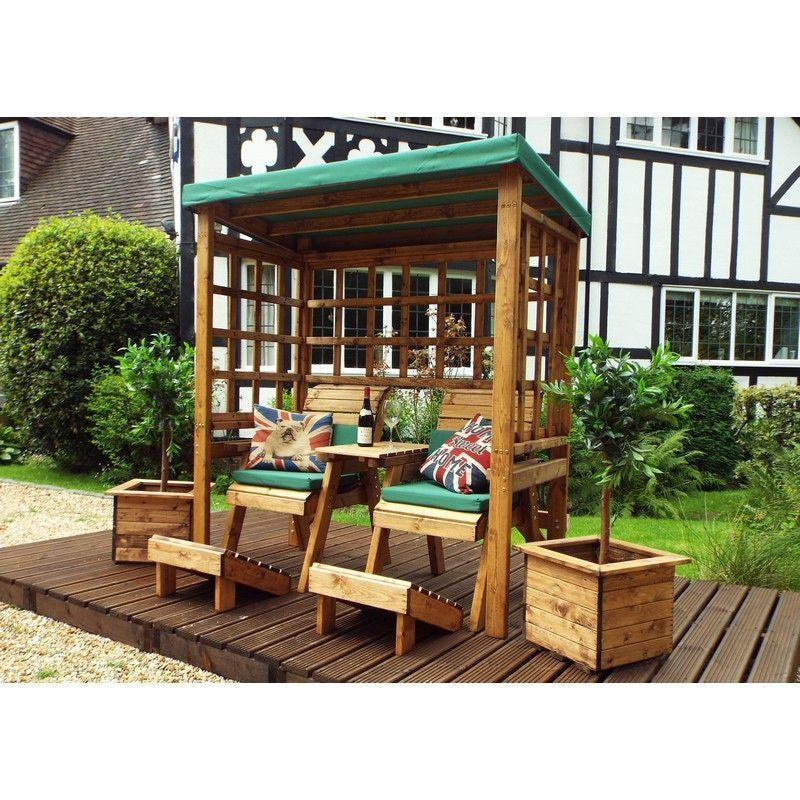 Charles Taylor Henley Garden Arbour by Charles Taylor - 2 Seats Green Cushions