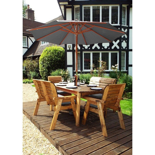 Charles Taylor Scandinavian Redwood Garden Patio Dining Set by Charles Taylor - 6 Seats Grey Cushions