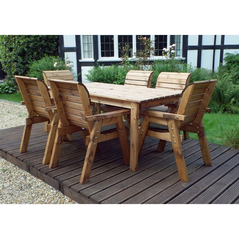 Charles Taylor Scandinavian Redwood Garden Patio Dining Set by Charles Taylor - 6 Seats Grey Cushions