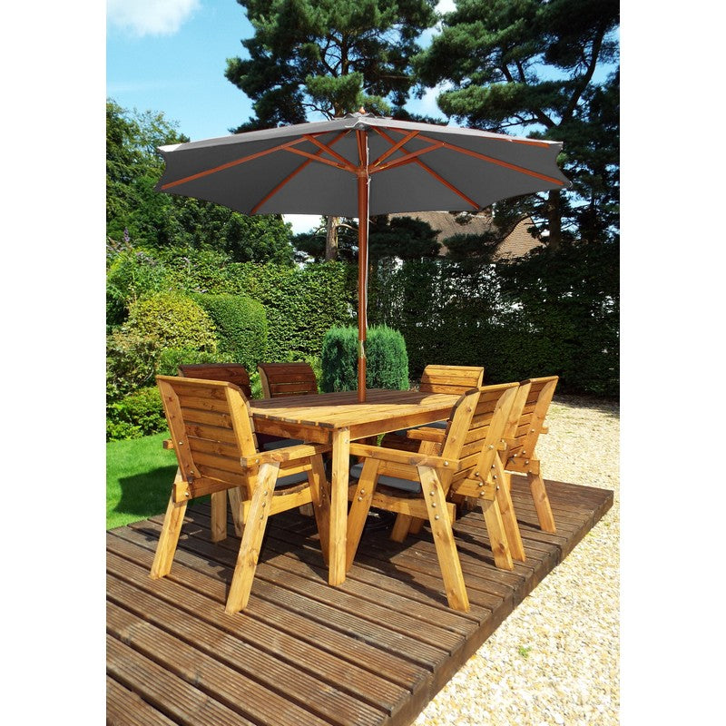 Charles Taylor Scandinavian Redwood Garden Patio Dining Set by Charles Taylor - 6 Seats Grey Cushions