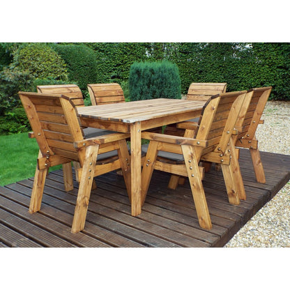 Charles Taylor Scandinavian Redwood Garden Patio Dining Set by Charles Taylor - 6 Seats Grey Cushions