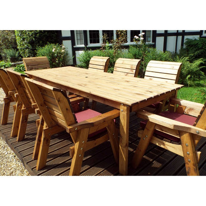 Charles Taylor Scandinavian Redwood Garden Patio Dining Set by Charles Taylor - 8 Seats Burgundy Cushions