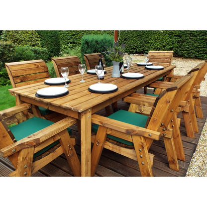 Charles Taylor Scandinavian Redwood Garden Patio Dining Set by Charles Taylor - 8 Seats Green Cushions