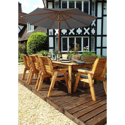 Charles Taylor Scandinavian Redwood Garden Patio Dining Set by Charles Taylor - 8 Seats Grey Cushions