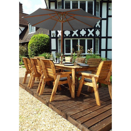 Charles Taylor Scandinavian Redwood Garden Patio Dining Set by Charles Taylor - 8 Seats Grey Cushions