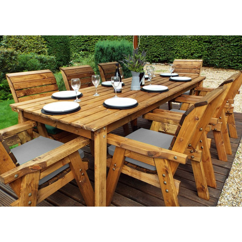 Charles Taylor Scandinavian Redwood Garden Patio Dining Set by Charles Taylor - 8 Seats Grey Cushions