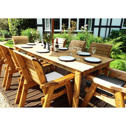 Charles Taylor Scandinavian Redwood Garden Patio Dining Set by Charles Taylor - 8 Seats Grey Cushions