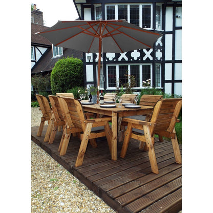 Charles Taylor Scandinavian Redwood Garden Patio Dining Set by Charles Taylor - 8 Seats Grey Cushions