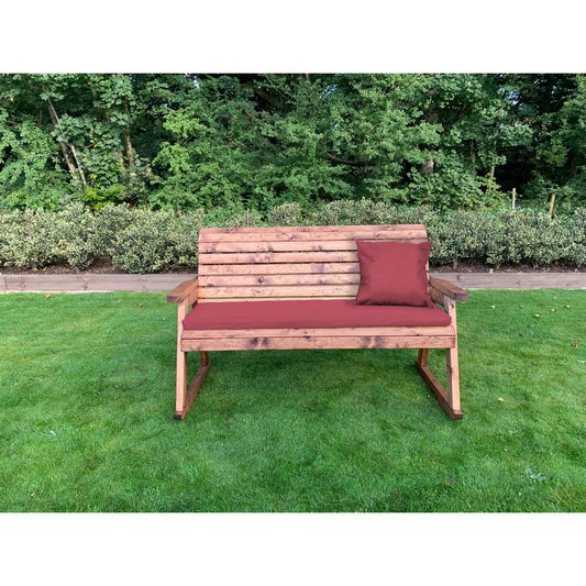 Charles Taylor Scandinavian Redwood Garden Bench by Charles Taylor - 3 Seats Burgundy Cushions