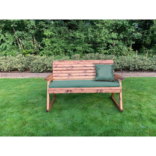 Charles Taylor Scandinavian Redwood Garden Bench by Charles Taylor - 3 Seats Green Cushions