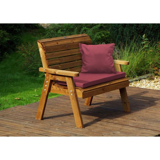 Charles Taylor Traditional Garden Bench by Charles Taylor - 2 Seats Burgundy Cushions