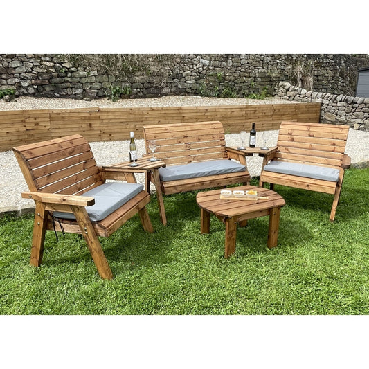 Garden Furniture Set by Charles Taylor - 1 Bench 2 Chair 2 Angled Tray Curved Coffee Table