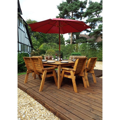 Charles Taylor Scandinavian Redwood Garden Patio Dining Set by Charles Taylor - 8 Seats Burgundy Cushions