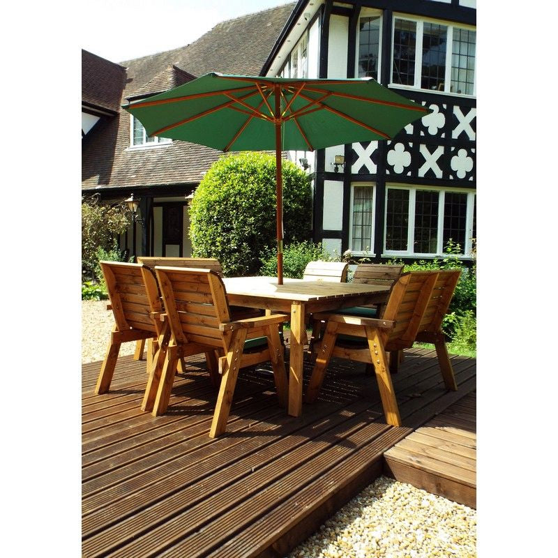 Charles Taylor Scandinavian Redwood Garden Patio Dining Set by Charles Taylor - 8 Seats Green Cushions