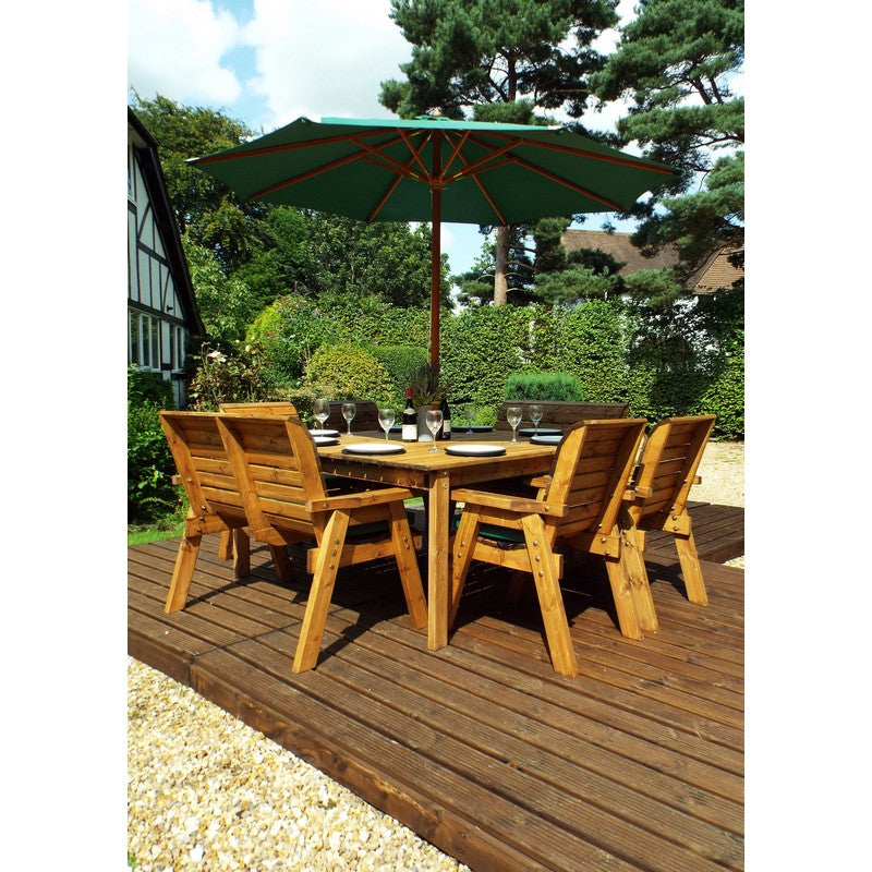 Charles Taylor Scandinavian Redwood Garden Patio Dining Set by Charles Taylor - 8 Seats Green Cushions