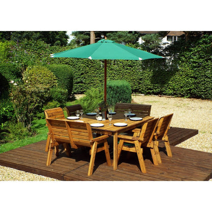 Charles Taylor Scandinavian Redwood Garden Patio Dining Set by Charles Taylor - 8 Seats Green Cushions