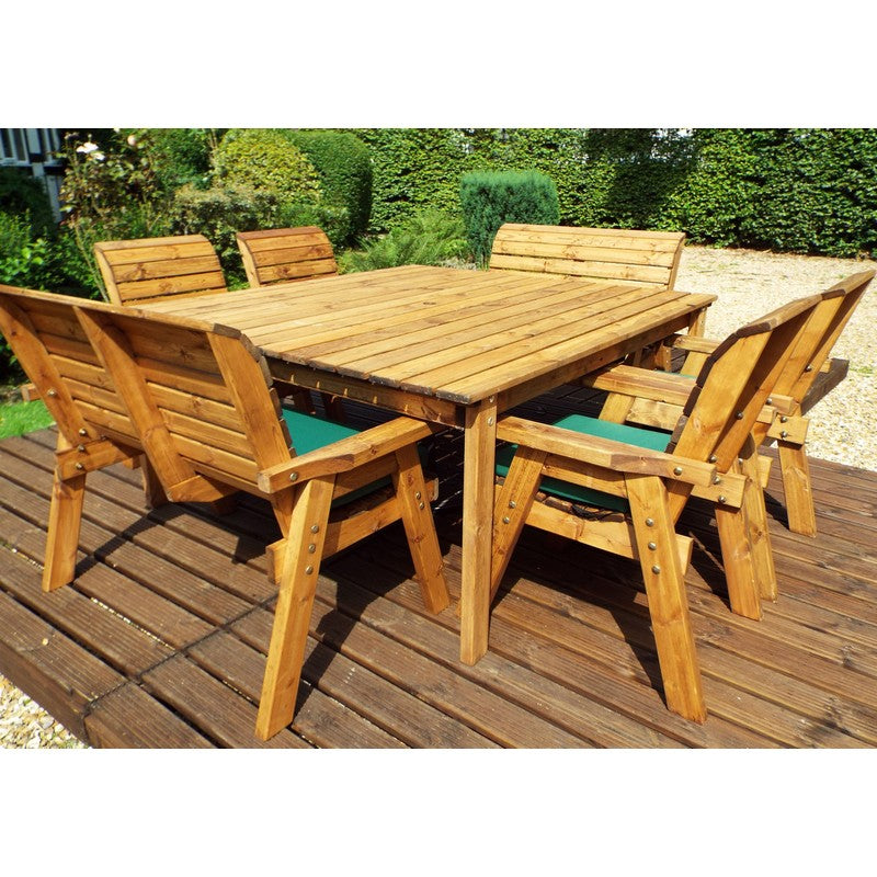 Charles Taylor Scandinavian Redwood Garden Patio Dining Set by Charles Taylor - 8 Seats Green Cushions