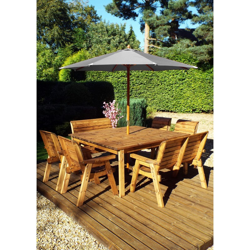 Charles Taylor Scandinavian Redwood Garden Patio Dining Set by Charles Taylor - 8 Seats Grey Cushions