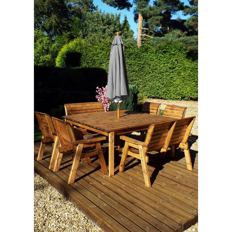 Charles Taylor Scandinavian Redwood Garden Patio Dining Set by Charles Taylor - 8 Seats Grey Cushions