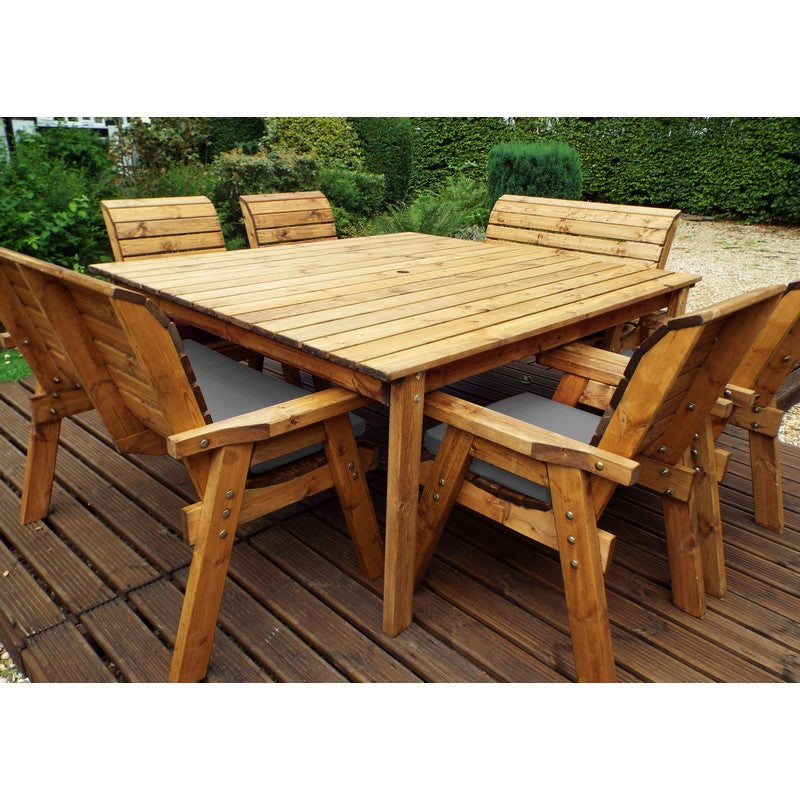 Charles Taylor Scandinavian Redwood Garden Patio Dining Set by Charles Taylor - 8 Seats Grey Cushions