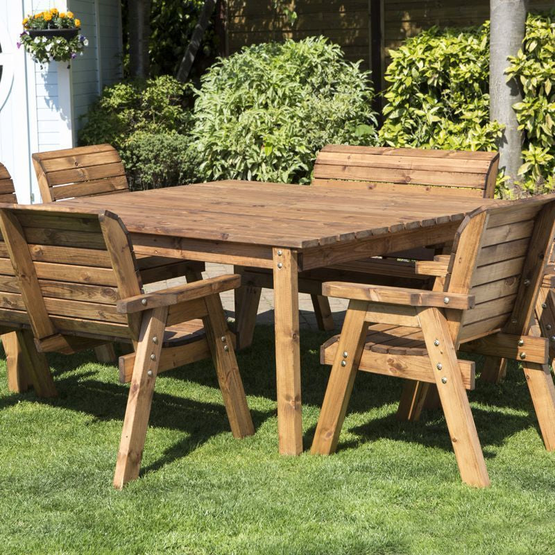 Charles Taylor Scandinavian Redwood Garden Patio Dining Set by Charles Taylor - 8 Seats Grey Cushions