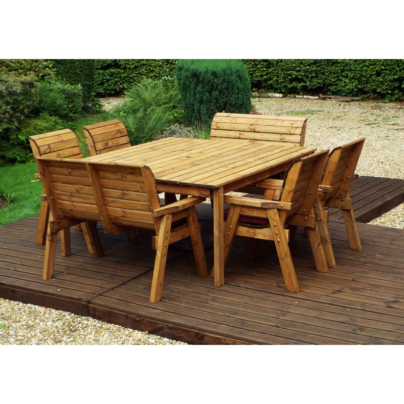 Charles Taylor 8 Seat Square Table Deluxe Scandinavian Redwood Garden Furniture