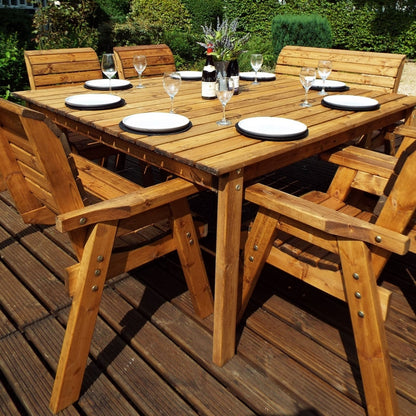 Charles Taylor 8 Seat Square Table Deluxe Scandinavian Redwood Garden Furniture