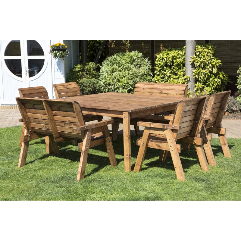 Charles Taylor 8 Seat Square Table Deluxe Scandinavian Redwood Garden Furniture