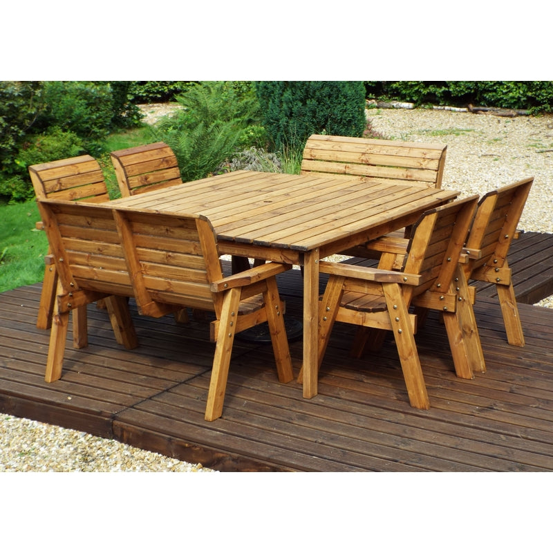 Charles Taylor 8 Seat Square Table Deluxe Scandinavian Redwood Garden Furniture