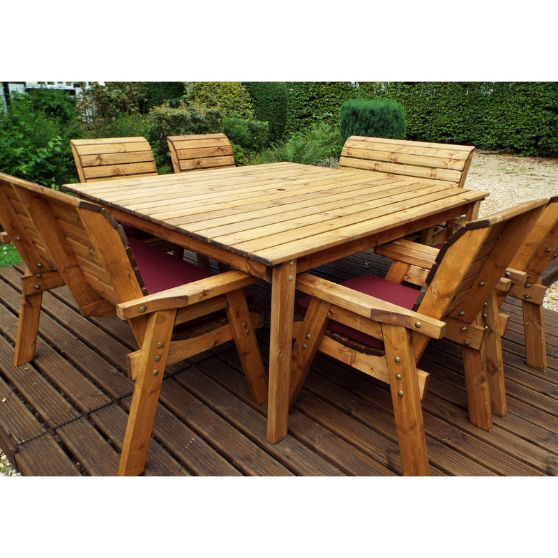 Charles Taylor 8 Seat Square Table Deluxe Scandinavian Redwood Garden Furniture