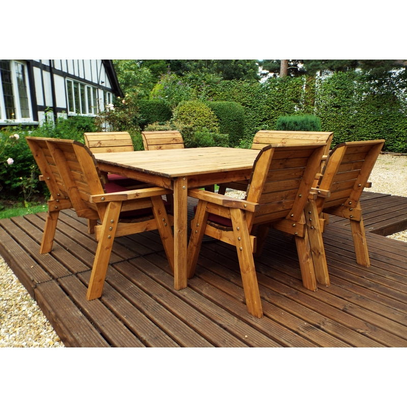 Charles Taylor 8 Seat Square Table Deluxe Scandinavian Redwood Garden Furniture